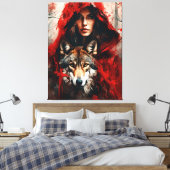 Fairytale Frau und ein Wolf Leinwanddruck (Insitu (Schlafzimmer))