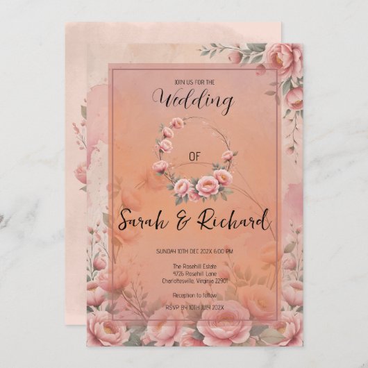 Fairytale Garden Sparkle Einladung zur Hochzeit (Vorne/Hinten)