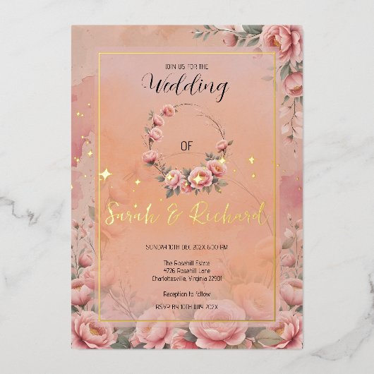 Fairytale Garden Sparkle Einladung zur Hochzeit (Vorderseite)