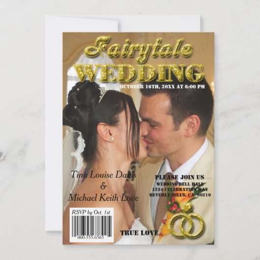 Fairytale-Hochzeits-GoldGlitzer-Titelseite Einladung (Vorderseite)