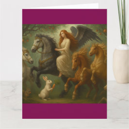 Fairytale Horses and Angel Folded Greeting Card Karte