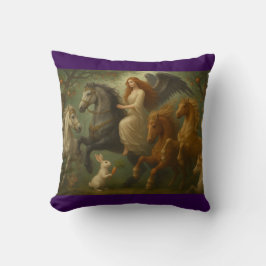 Fairytale Horses and Angel Throw Pillow Kissen