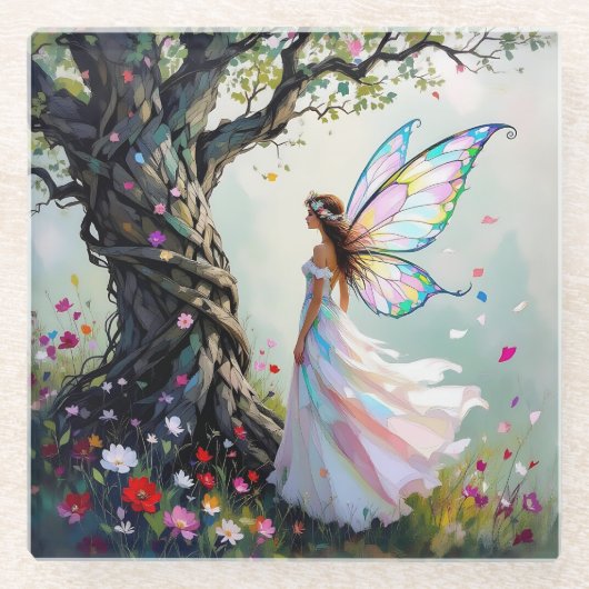 Fairytale Inspired Fairy and Whimsical Tree Glasuntersetzer (Vorderseite)