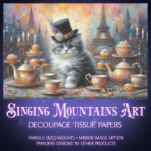 Fairytale Kitten Vintag Tee Soiree Decoupage