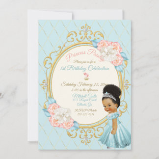 Fairytale Königliche Prinzessin Pink Aqua Girl Einladung