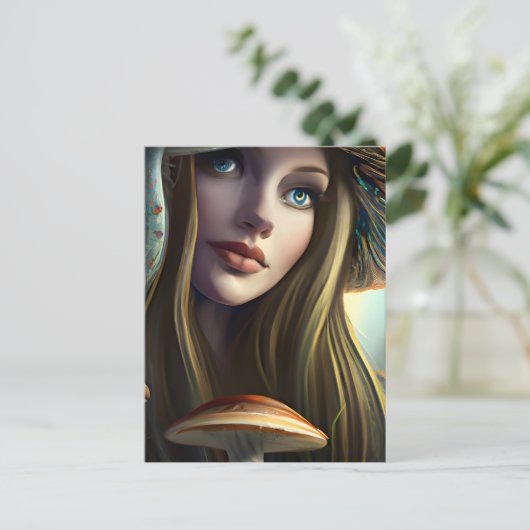 Fairytale Mushroom Fairy Postkarte (Stehend Vorderseite)