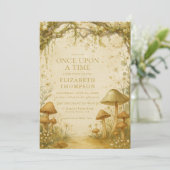 fairytale mushroom forest baby shower girl einladung (Stehend Vorderseite)