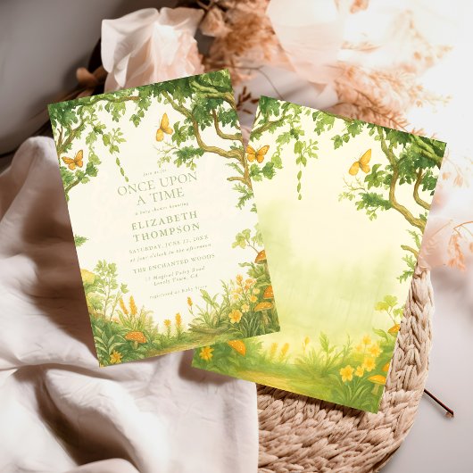 fairytale mushroom forest baby shower girl einladung