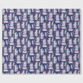 Fairytale Pile of Books Blue Geschenkpapier (Flach)