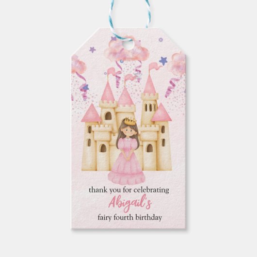 Fairytale Pink Castle Princess All Ages Birthday Geschenkanhänger (Vorderseite)