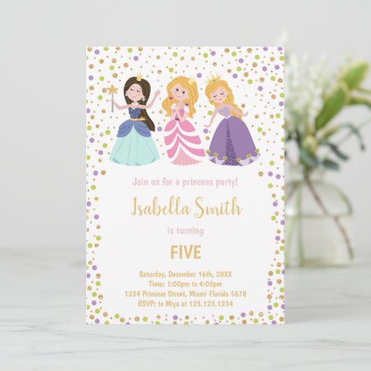 Fairytale Pink Glitzer Party Card Einladung (Stehend Vorderseite)
