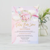 Fairytale Pink Unicorn | Virtual Baby-Dusche Einladung (Stehend Vorderseite)