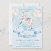 Fairytale Pony Star Balloons Baby Shower Boy Einladung (Vorderseite)