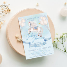 Fairytale Pony Star Balloons Baby Shower Boy Einladung