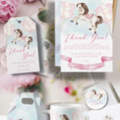 Fairytale Pony Stars Pink Balloons Babydusche Einladung