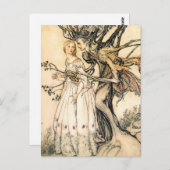 Fairytale Princess and Tree Elf Postcard Postkarte (Vorne/Hinten)