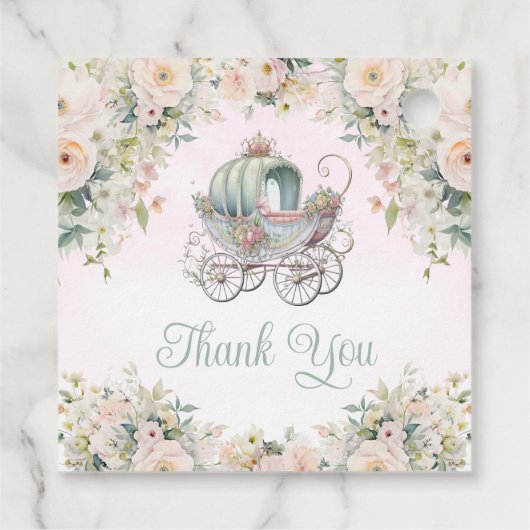 Fairytale Princess Carriage Wasserfarbe Geschenkanhänger (Rückseite)