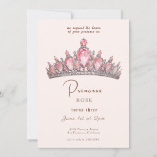 Fairytale Princess Crown Pink & Gold Geburtstag Einladung