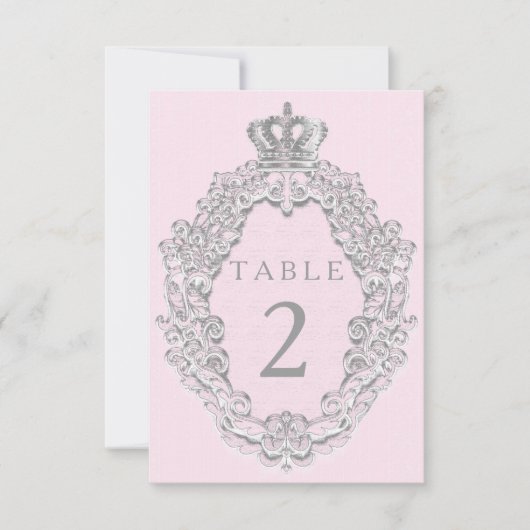 Fairytale Princess Crown Pink Tischnummer Card (Vorderseite)