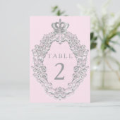 Fairytale Princess Crown Pink Tischnummer Card (Stehend Vorderseite)