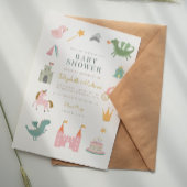 Fairytale Princess Dragon Baby Shower Einladung