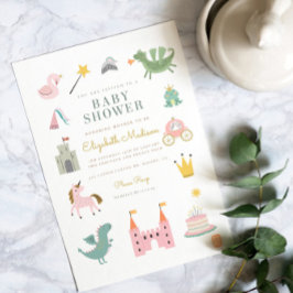 Fairytale Princess Dragon Baby Shower Einladung