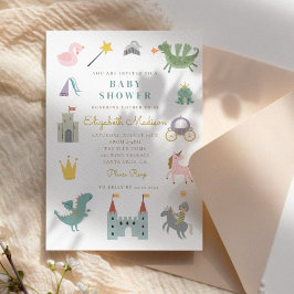 Fairytale Princess Dragon Baby Shower Einladung