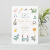 Fairytale Princess Dragon Baby Shower Einladung (Stehend Vorderseite)