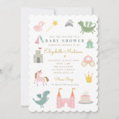 Fairytale Princess Dragon Baby Shower Einladung (Vorderseite)