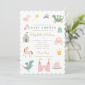 Fairytale Princess Dragon Baby Shower Einladung (Stehend Vorderseite)