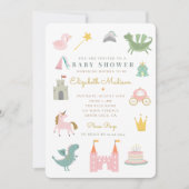 Fairytale Princess Dragon Baby Shower Einladung (Vorderseite)