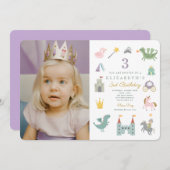 Fairytale Princess Dragon Foto Geburtstag Einladung (Vorne/Hinten)