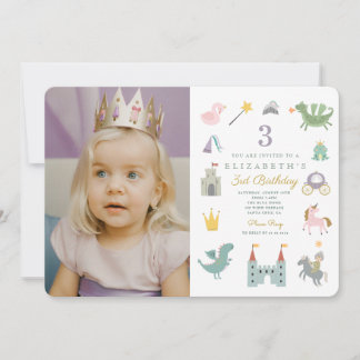 Fairytale Princess Dragon Foto Geburtstag Einladung