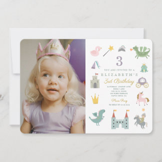 Fairytale Princess Dragon Foto Geburtstag Einladung