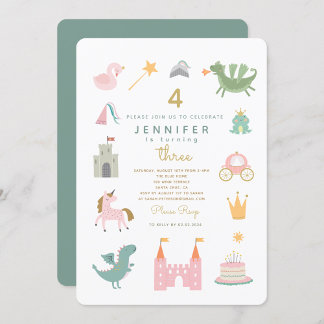 Fairytale Princess Dragon zum Geburtstag Einladung
