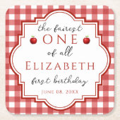 Fairytale Princess Fairest One Red Kariert Geburts Rechteckiger Pappuntersetzer (Vorderseite)