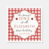 Fairytale Princess Fairest One Red Kariert Geburts Serviette (Vorderseite)