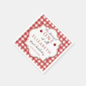 Fairytale Princess Fairest One Red Kariert Geburts Serviette (Ecke)