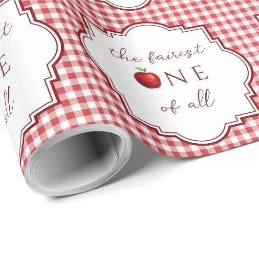 Fairytale Princess Fairest One von All Red Gingham Geschenkpapier (Rolleneckpunkt)