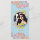 Fairytale Princess Glitzer 16 . Geburtstag Menükarte (Vorne/Hinten)