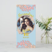 Fairytale Princess Glitzer 16 . Geburtstag Menükarte (Stehend Vorderseite)