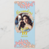 Fairytale Princess Glitzer 16 . Geburtstag Menükarte (Vorderseite)