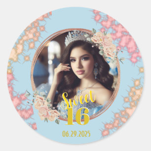 Fairytale Princess Glitzer 16 . Geburtstag Runder Aufkleber