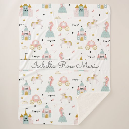 Fairytale Princess Pattern Sherpa Blanket Sherpadecke (Vorderseite)