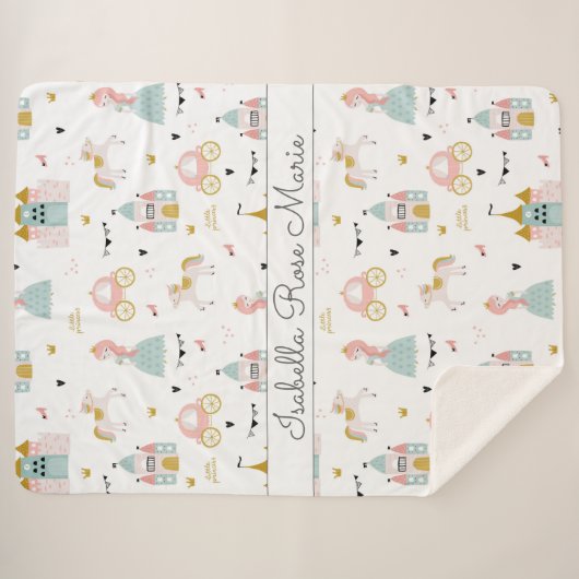 Fairytale Princess Pattern Sherpa Blanket Sherpadecke (Vorderseite (Horizontal))