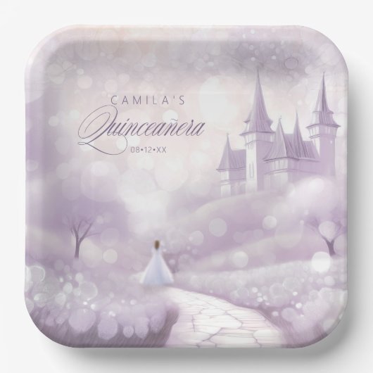 Fairytale Princess Quinceanera Lavender ID1030 Pappteller (Vorderseite)