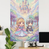 Fairytale Prinzessin Ritter Magic Burg Burg Wald Poster (Heimbüro)