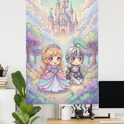 Fairytale Prinzessin Ritter Magic Burg Burg Wald Poster (Heimbüro)