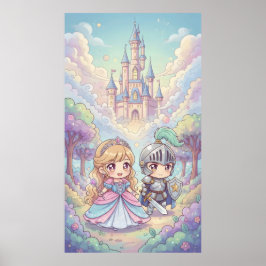 Fairytale Prinzessin Ritter Magic Burg Burg Wald Poster