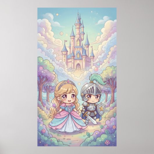 Fairytale Prinzessin Ritter Magic Burg Burg Wald Poster (Vorne)